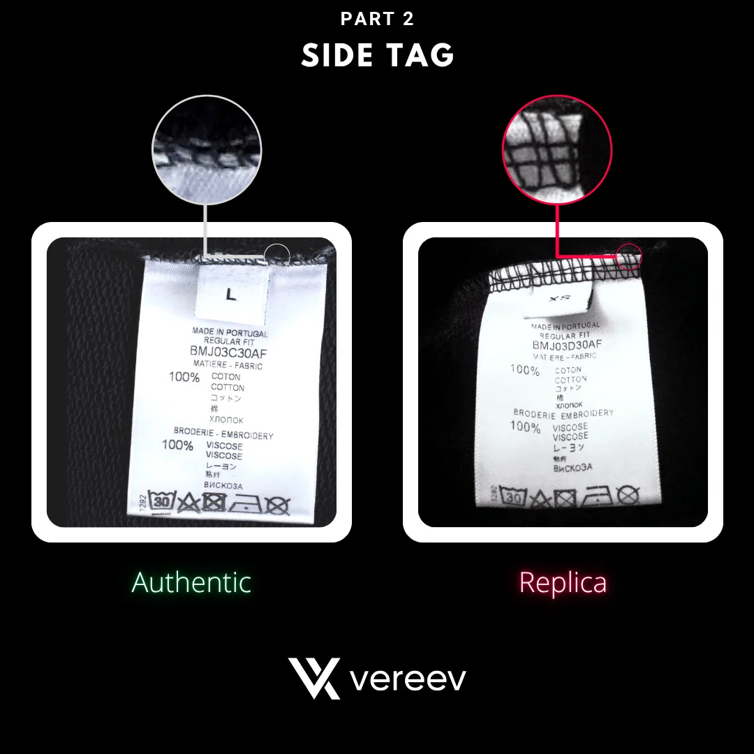 Givenchy hoodie real and fake care-label print comparison