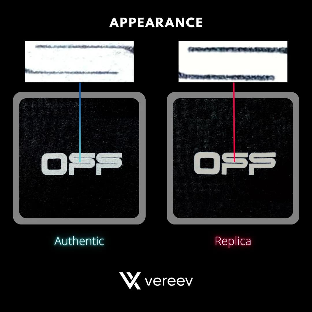 Off-White T-shirt authentic and replica front-print comparison