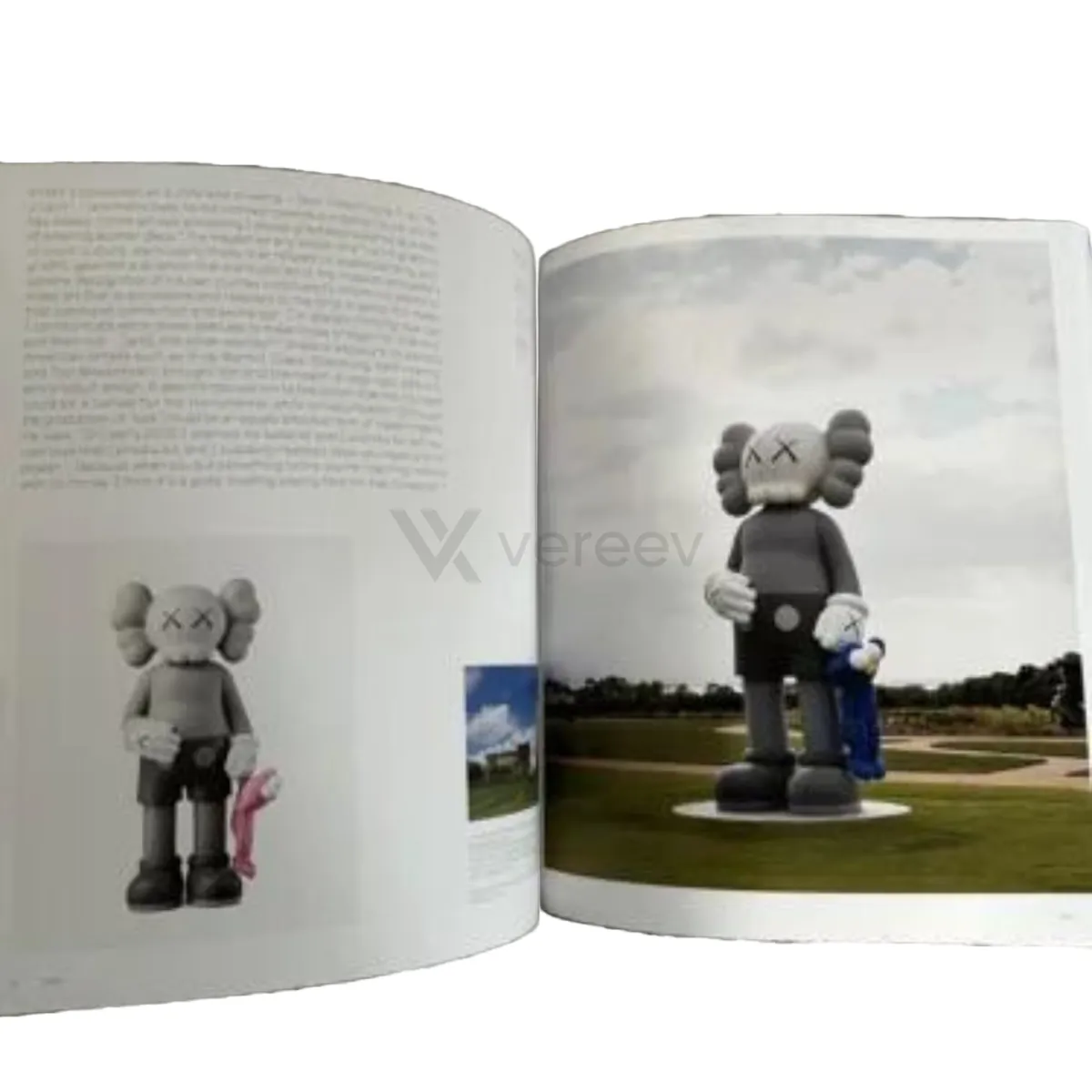 Sample photo 3, Pages: the open book, with photographs of KAWS sculptures
