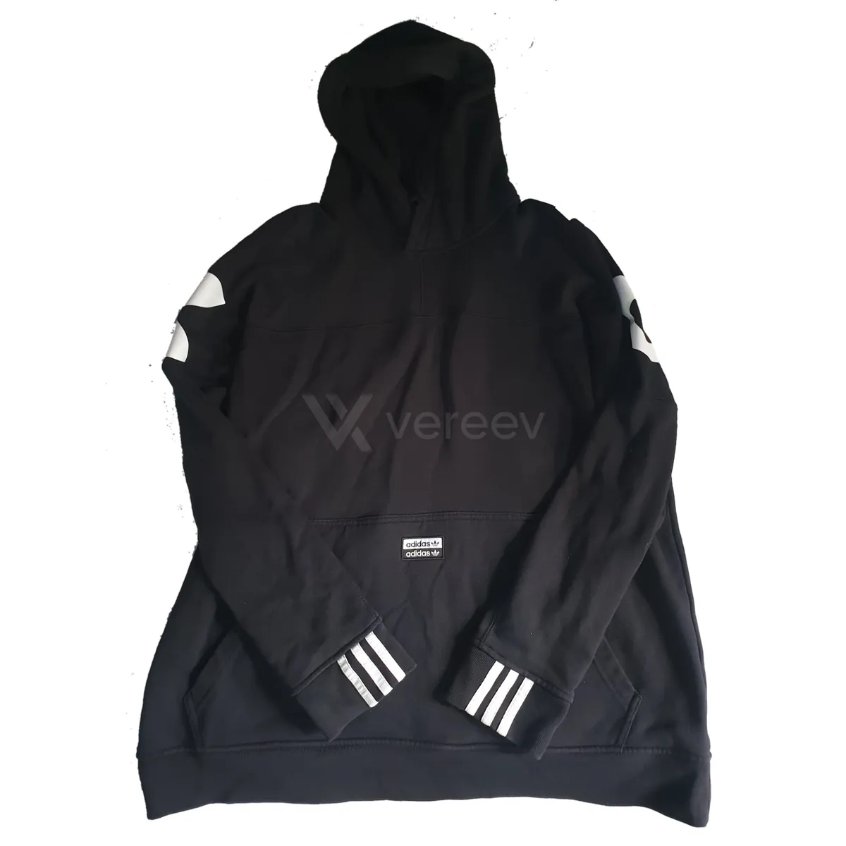 Sample photo 1, Full Appearance: a black adidas hoodie laid flat