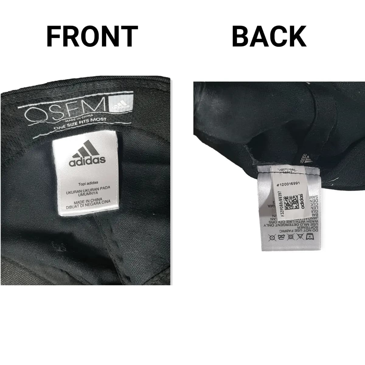 Sample photo 4, Label / Tag: the front and back of the label inside the cap