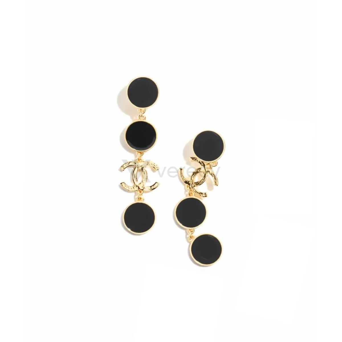 Sample photo 1, Main Item: a pair of Chanel CC drop earrings with black enamel discs