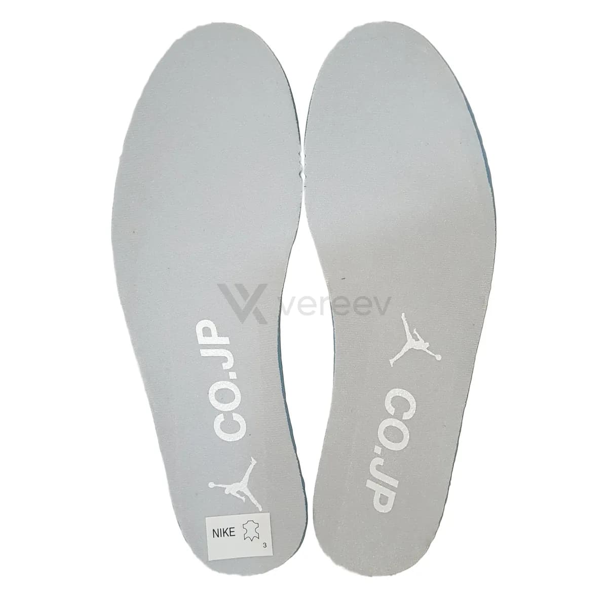 Sample photo 4, Insole Top: the tops of both insoles, printed CO.JP