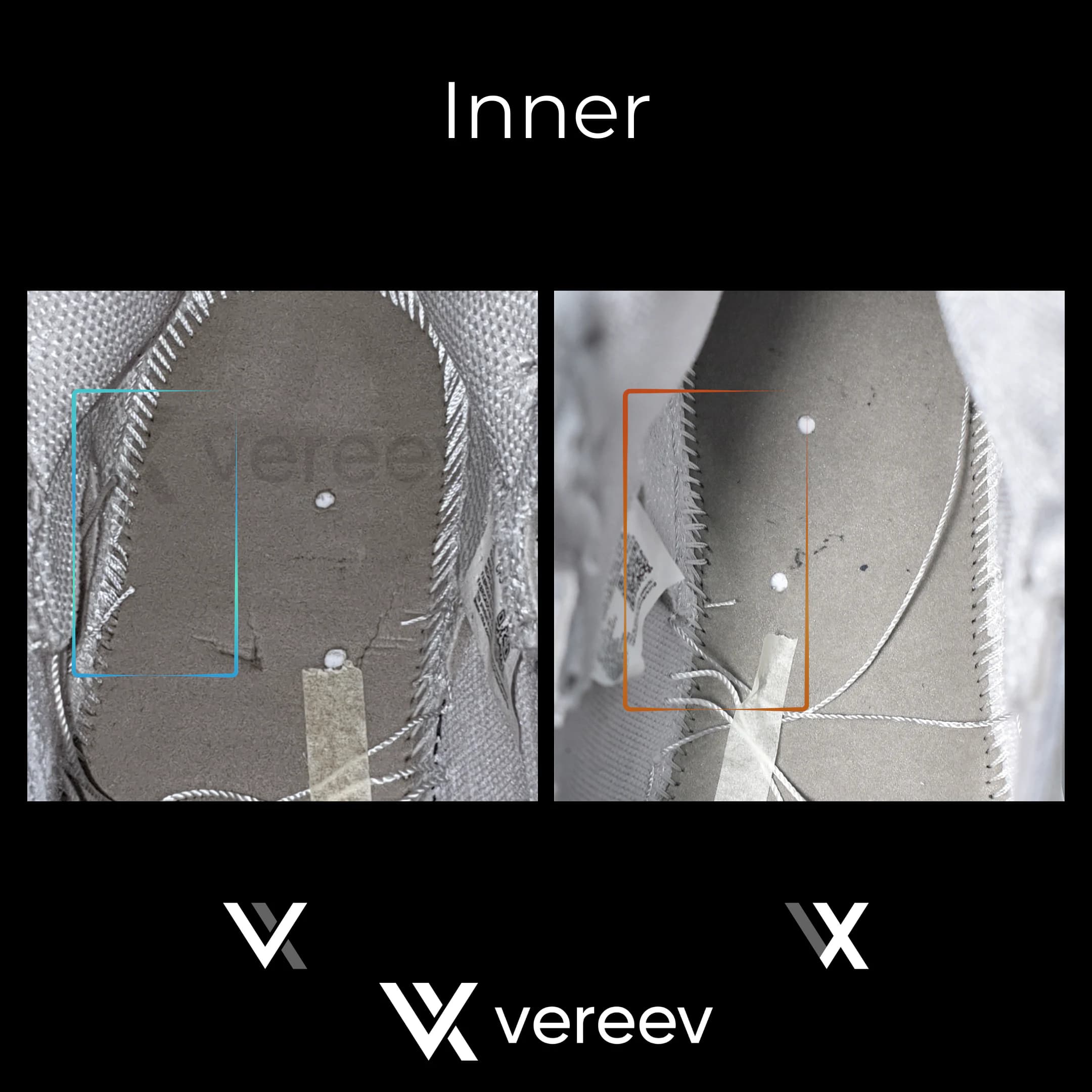Real vs fake Jordan 1 CO.JP Neutral Grey inner construction comparison