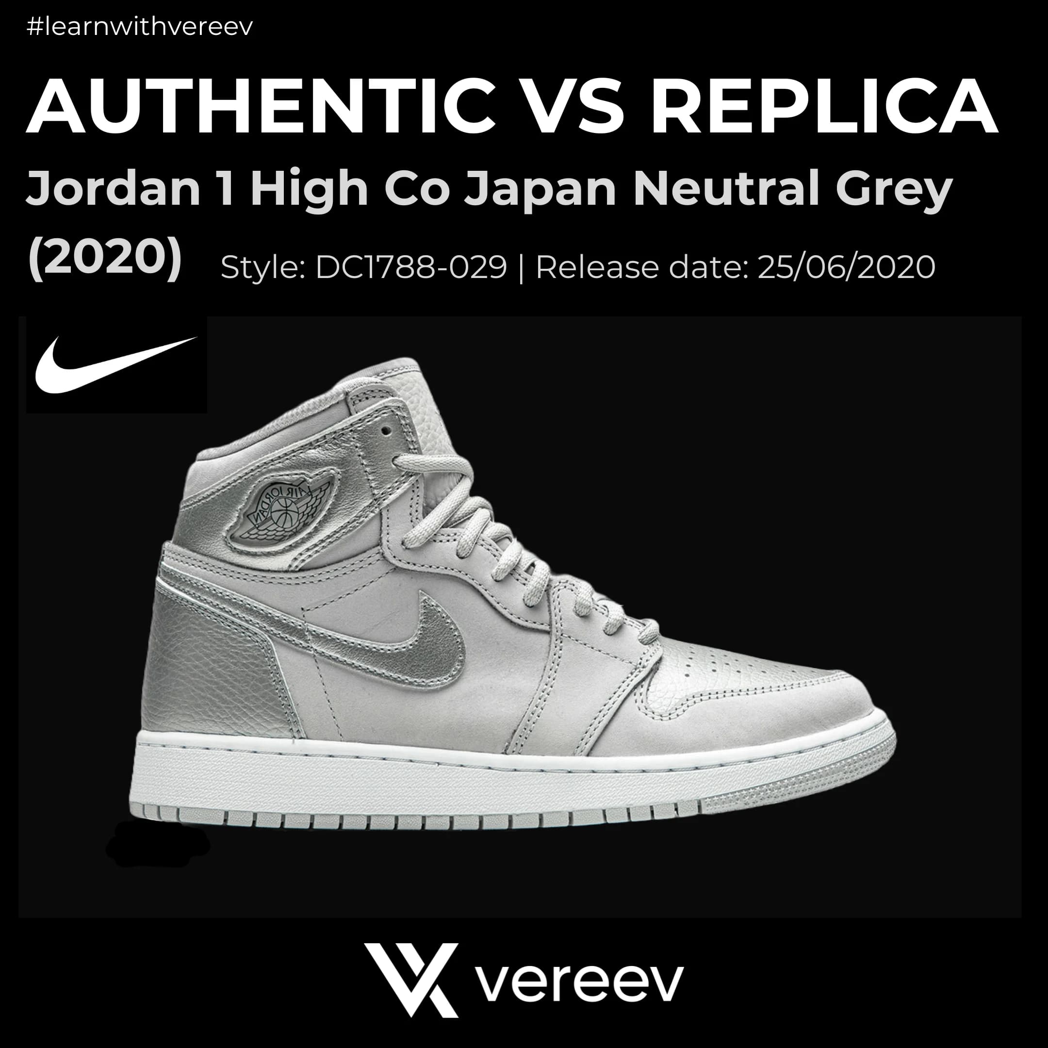 Air Jordan 1 High CO.JP Neutral Grey (2020) Real vs Fake cover