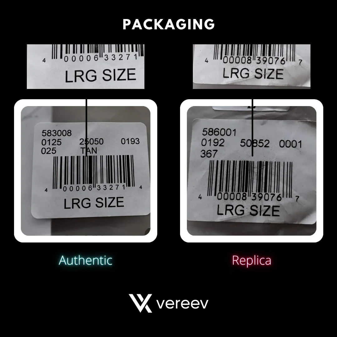 Essentials hoodie real and fake packaging-label comparison